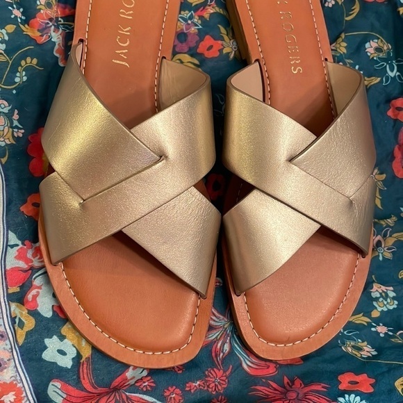 Brand New Jack Rogers Genuine Leather Slotted X-Band Slide Sandals Sloane - Picture 3 of 16